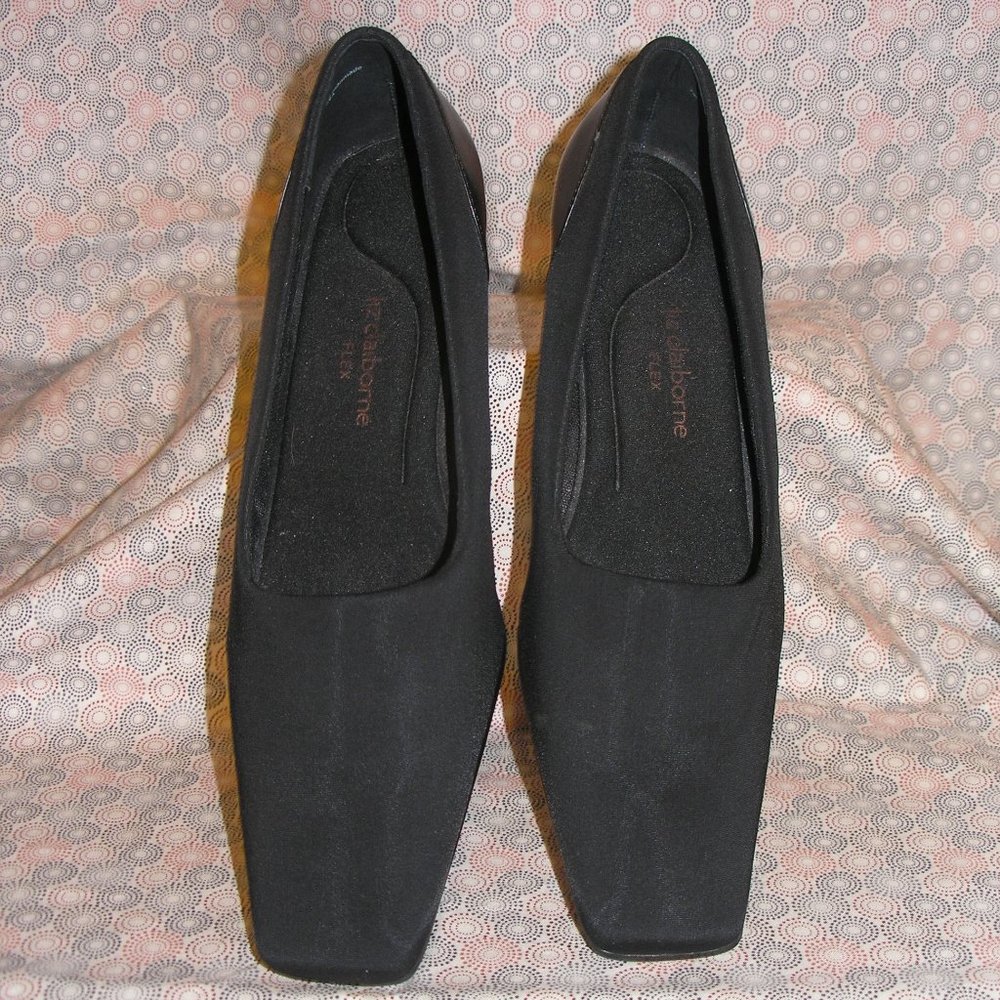 LIz Claiborne Flex Women's Shoes Pumps 9 1/2M Black Square Toe Slip On